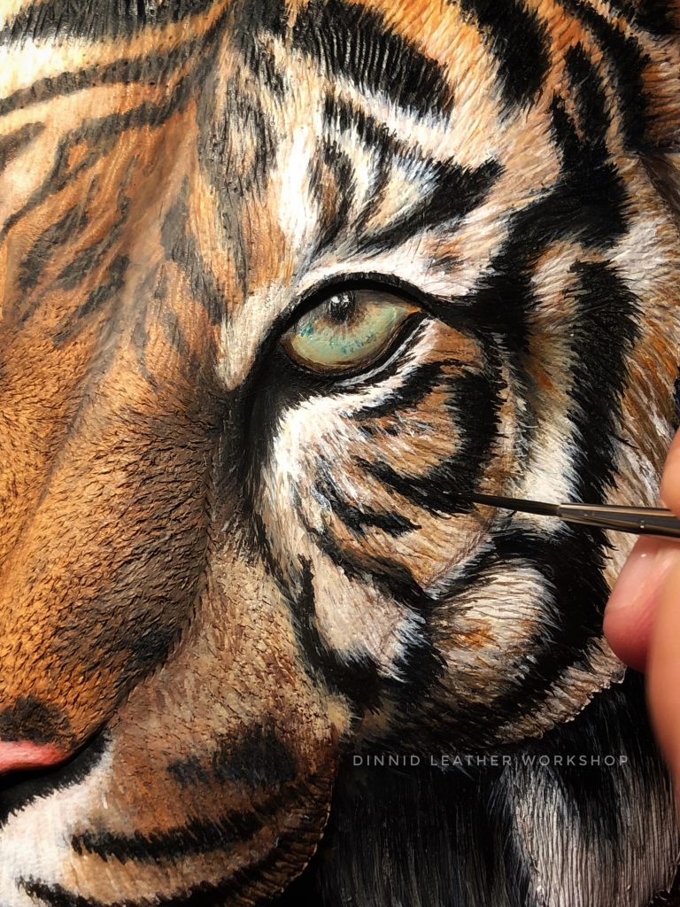 百兽之王 tiger 『老虎』立体皮雕作品